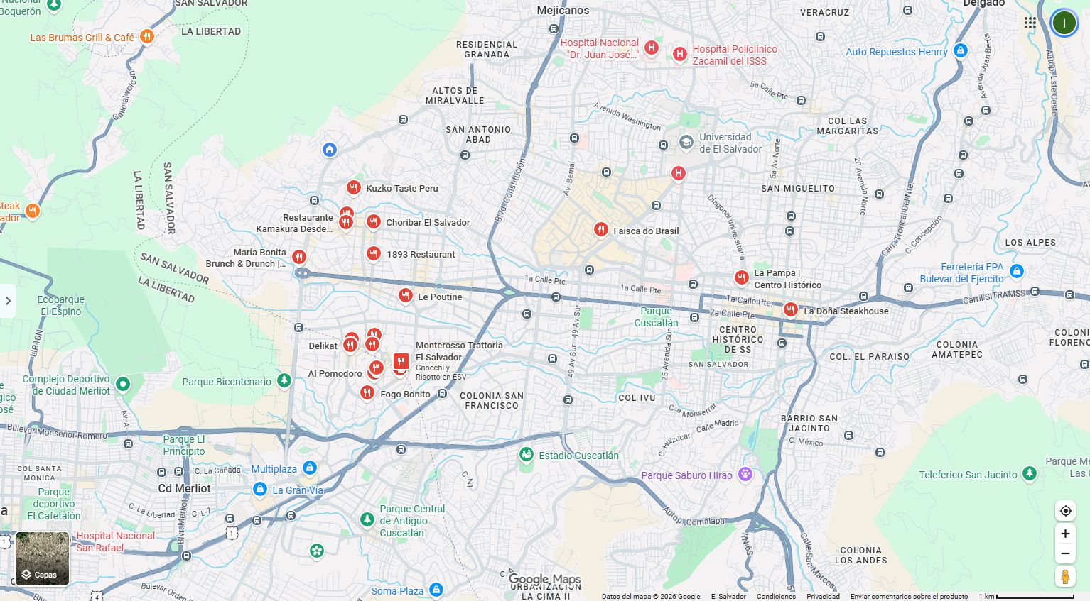 Mapa público de restaurantes en Google Maps, referencia de búsqueda local