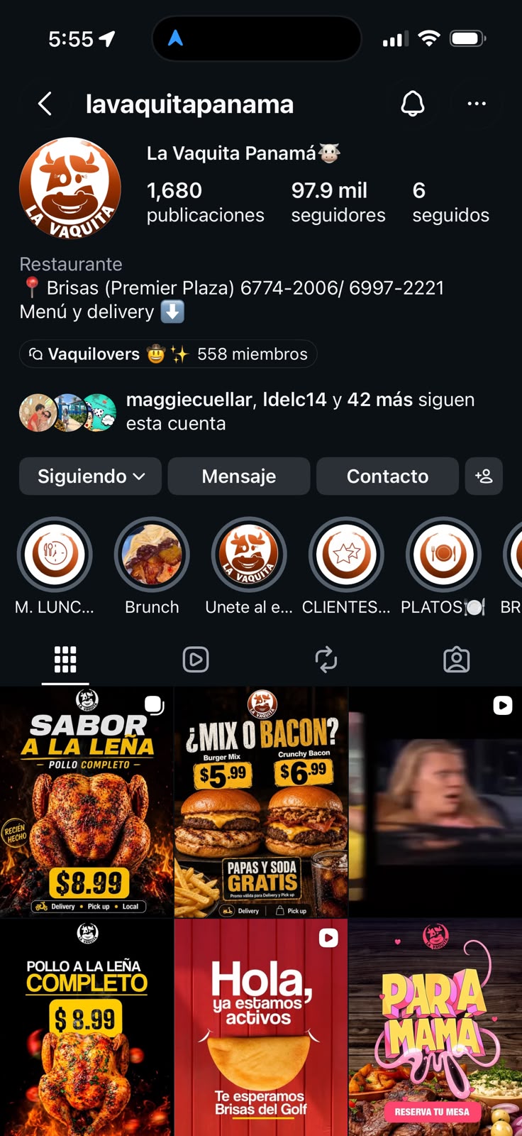 Captura original del perfil de La Vaquita